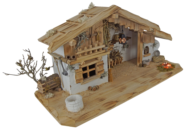 Wundervolle Weihnachtskrippe Altdorf inkl. 12-tlg. Krippenfiguren Set K 650-9, Maße: ca. 50 x 20 x 24 cm