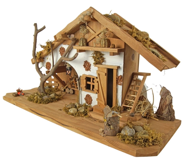 Festliche Weihnachtskrippe Basel inkl. 12-tlg. Figurensatz K 650-9, Maße Krippe: ca. 55 x 20 x 28 cm