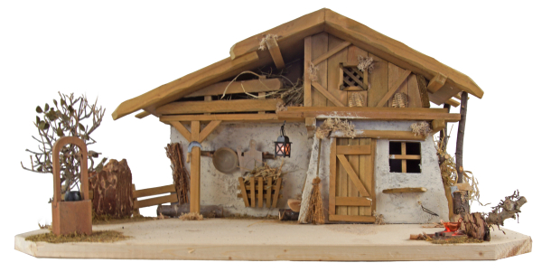 Preview: Wunderschöne Weihnachtskrippe Olbernhau inkl. 11-tlg. Figurensatz K 604, Maße Krippe: ca. 60m x 30 x 30 cm