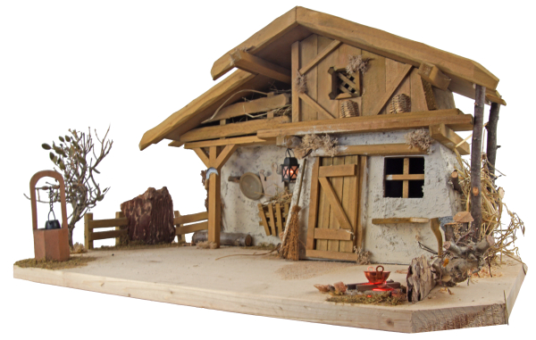 Preview: Wunderschöne Weihnachtskrippe Olbernhau inkl. 11-tlg. Figurensatz K 604, Maße Krippe: ca. 60m x 30 x 30 cm