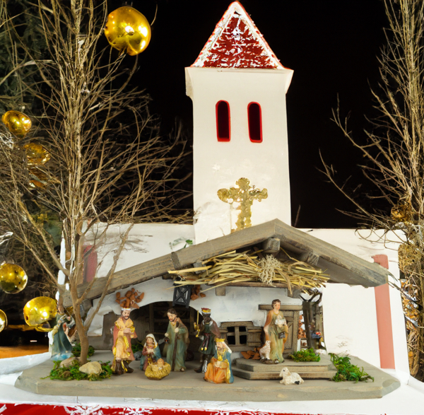 Stimmungsvolle Weihnachtskrippe Rütli inkl. 11-tlg. Figurensatz K 111, Maße Krippe: ca. 30 x 12 x 13 cm