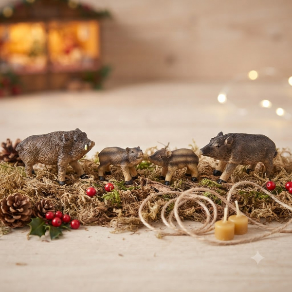 Wildschwein-Familie – Natürliche Krippenfiguren für Ihre Weihnachtskrippe T 104-,13