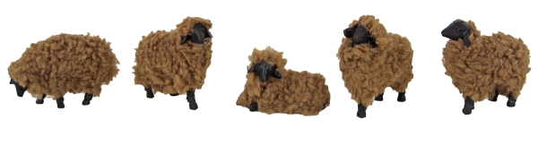 Schafherde braun– 5-teilige Krippenfiguren für eine lebendige Weihnachtskrippe