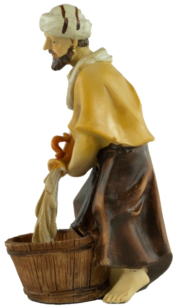 Handbemalte Krippenfigur Mann mit Wasserschüssel, ca. 11 cm, K 131-8