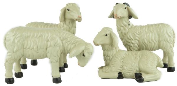 Preview: Handbemalte Krippenfigur Schafbock stehend, ca. 12,5 cm, T 094-30