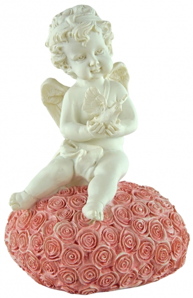 2er Set Süße Engel auf Rosenkissen ca. 16 cm - Dekoration