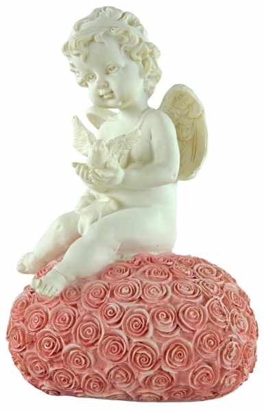 2er Set Süße Engel auf Rosenkissen ca. 16 cm - Dekoration