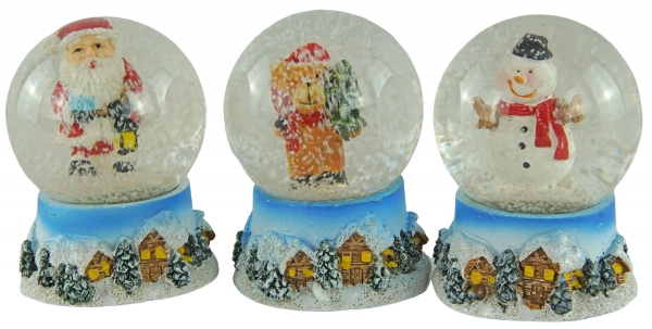 3er Set Zauberhafte Schneekugeln Weihnachtsfiguren ca. 6 cm - Dekoration