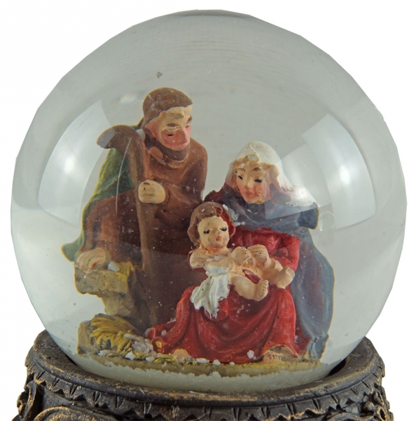 2er Set Stimmungsvolle Schneekugeln Heilige Familie groß ca. 9 cm - Dekoration