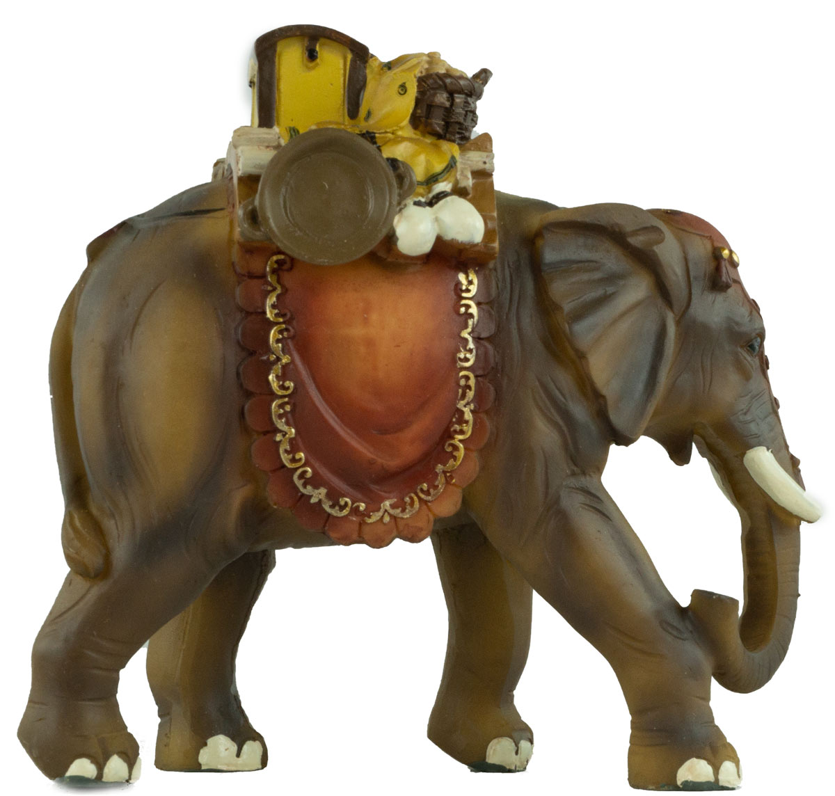 Krippenfiguren  Krippenzubehör Tiere Elefant mit Gepäck  für 11 cm Figuren 