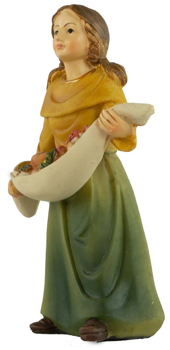 Mädchen mit Obst Krippenfigur aus Polyresin Für 7 cm. handbemalt