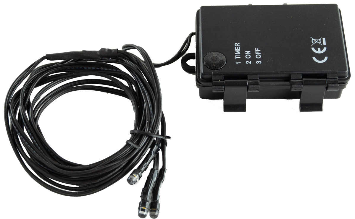 3 LED Birnchen mit Batteriefach - Krippenzubehör, X 905