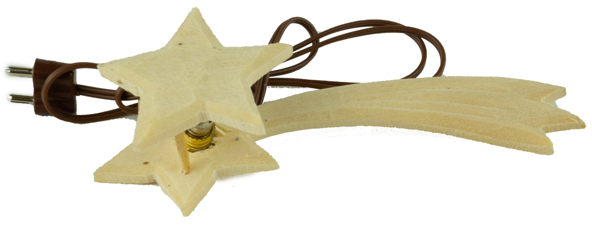 Beleuchteter Stern Von Bethlehem – Ca. 13,5 Cm, Aus Echtholz, Für Krippe & Weihnachtsdeko