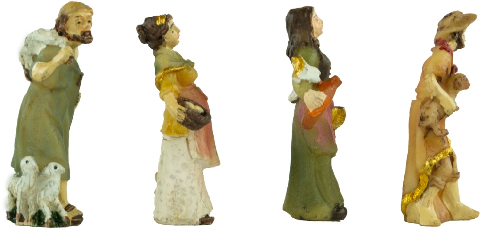 Handbemalte Krippenfiguren Mägde und Hirten 4-tlg., ca. 5 cm, K 111-05