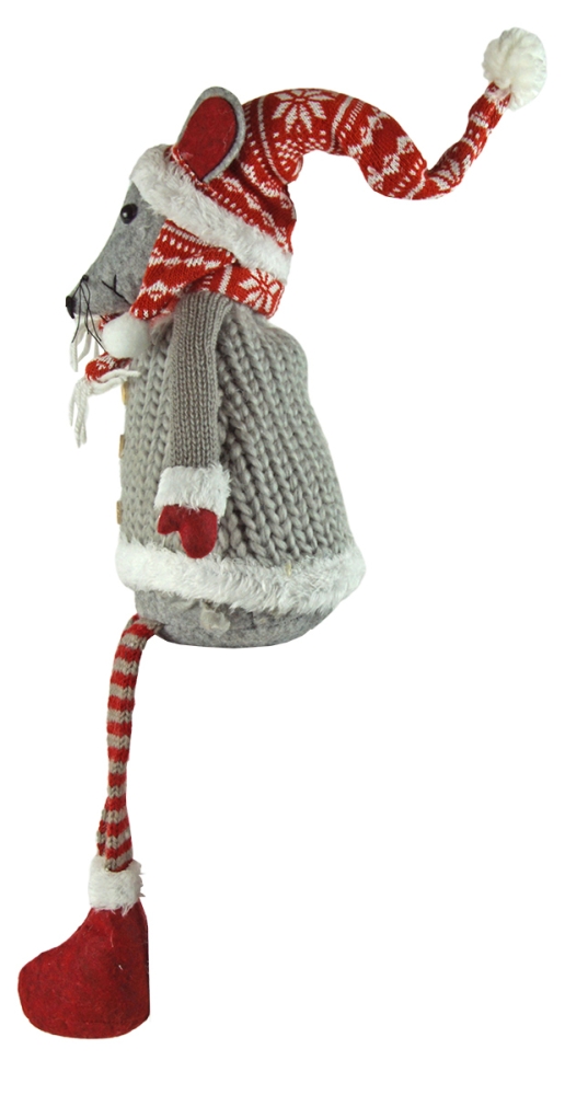 Winterliche Maus Albert grau ca. 40 cm - Weihnachtsdekoration