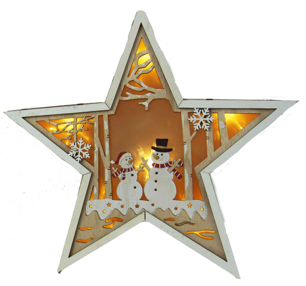 LED-Stern mit 2 Schneemännern– Weihnachtszauber wie ein Schwibbogen
