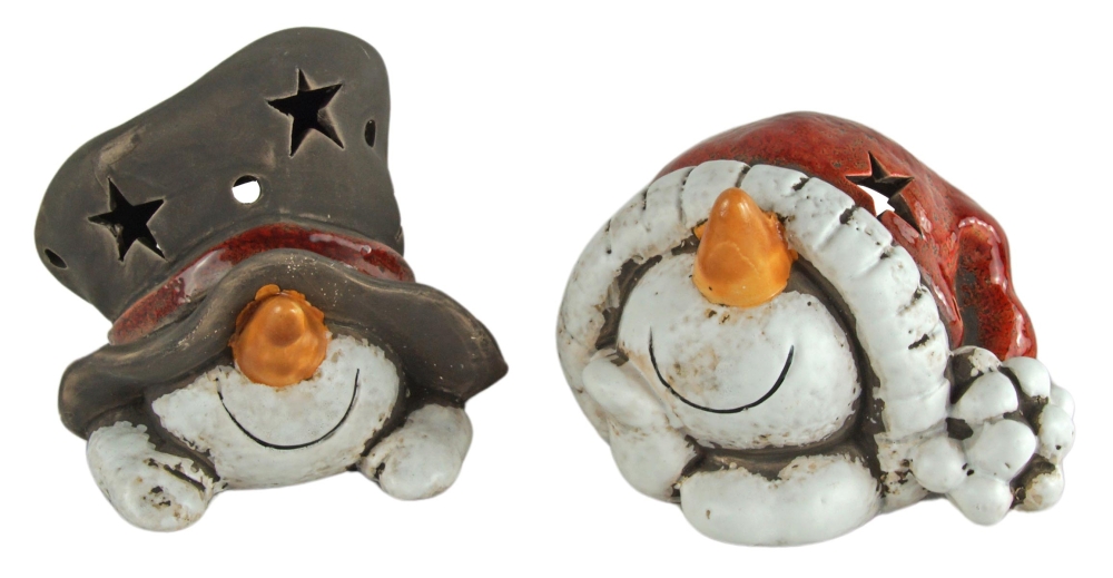 2er Set Windlicht Schneemann