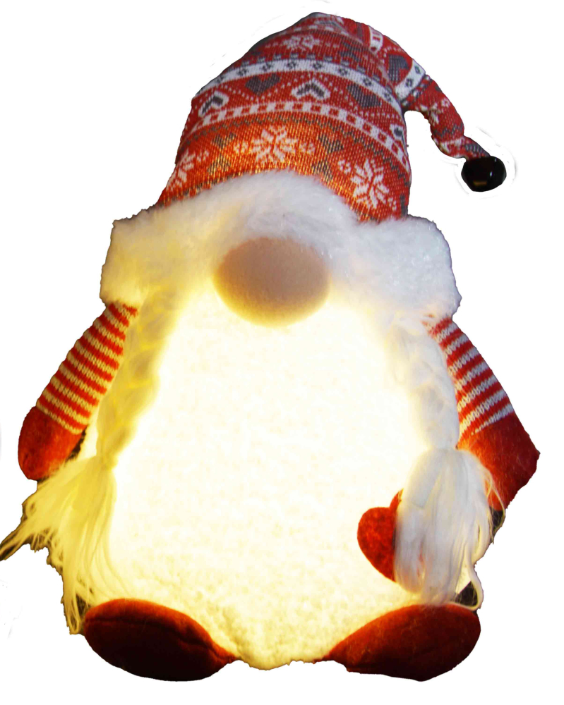 ✨ LED-Wichtelfrau 32 cm – Rot- mit Schneeglitzer-Effekt ✨