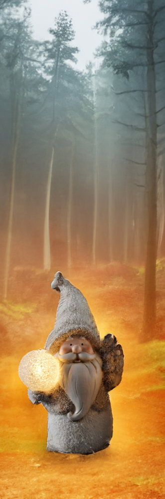 ✨ Weiß-Hellbrauner Nikolaus mit LED-Kugel und Tannenbaum ✨