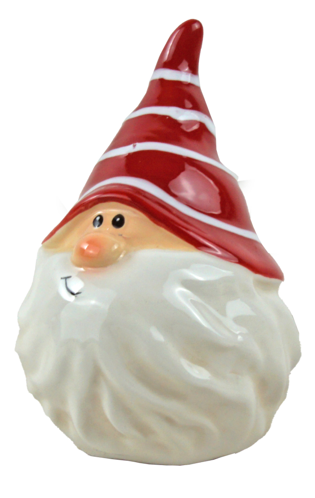 2er-Set Dekorative Weihnachtszwerge - Keramikfiguren mit rot gestreifter Mütze