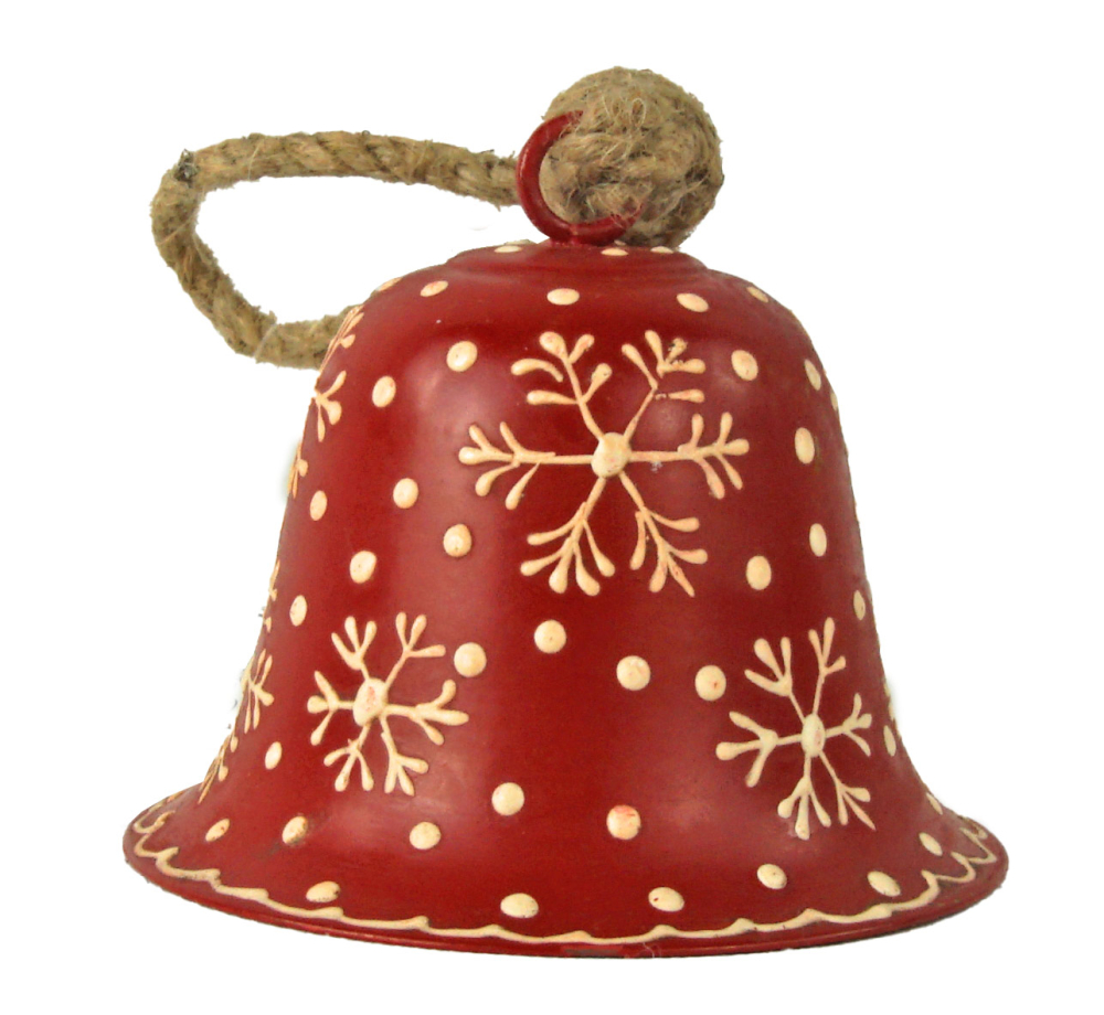 3er-Set Weihnachtsglocken in Rot mit Schneeflocken – festliche Christbaumhänger