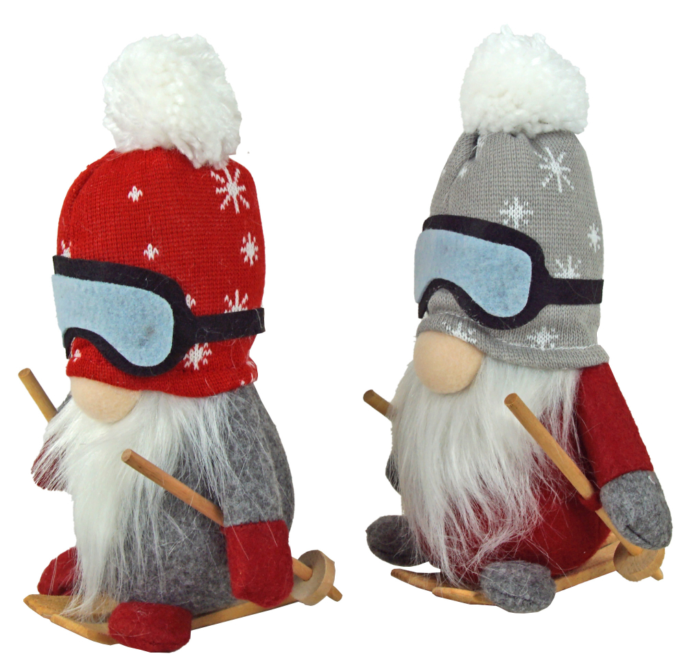 Dekowichtel Skifahrer im 2-er Set - Weihnachtliche Winterdekoration mit besonderem Charme