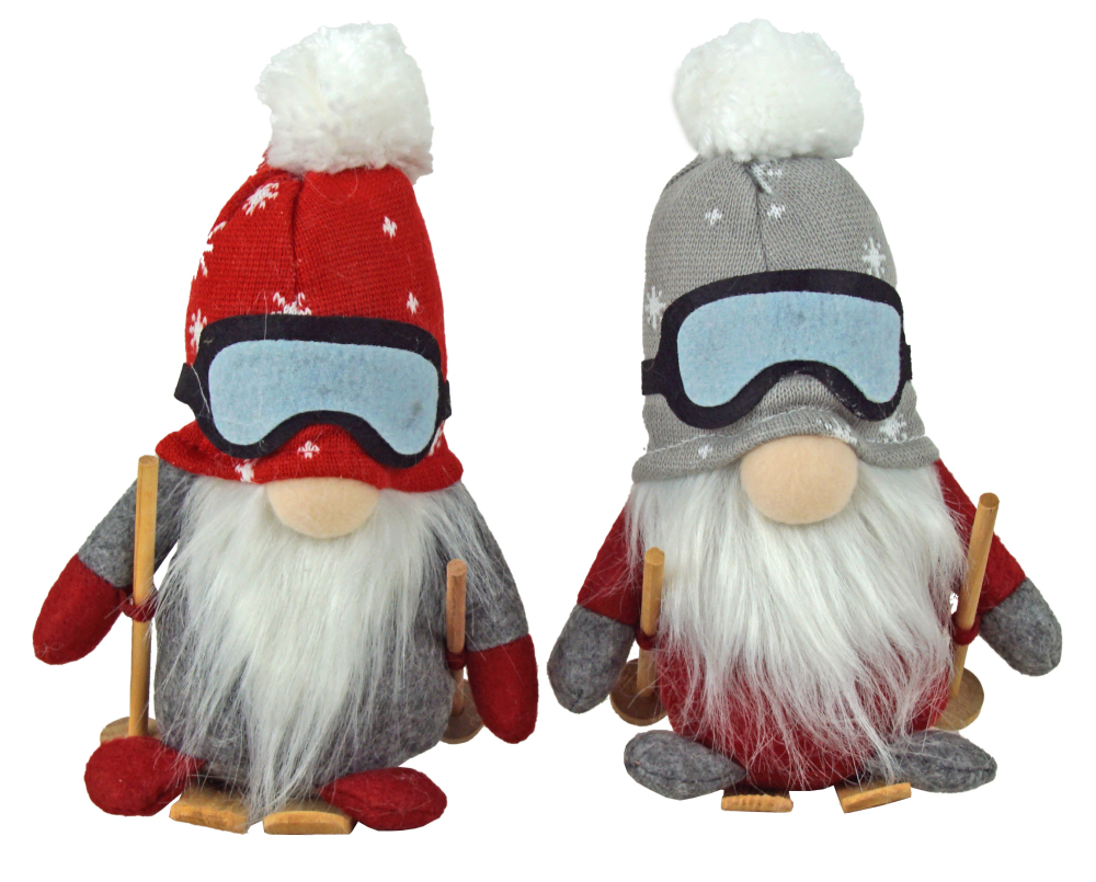 Dekowichtel Skifahrer im 2-er Set - Weihnachtliche Winterdekoration mit besonderem Charme