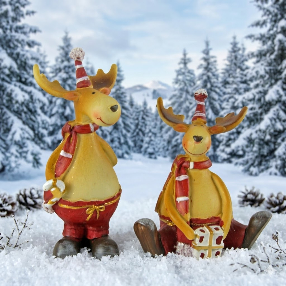 2er Set Niedlicher Elch Zuckerstange / Geschenk - Weihnachtsdekoration