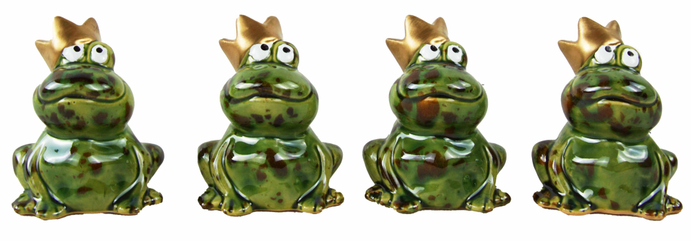Charmantes 4er Set Froschkönig - Höhe ca. 6,9 cm