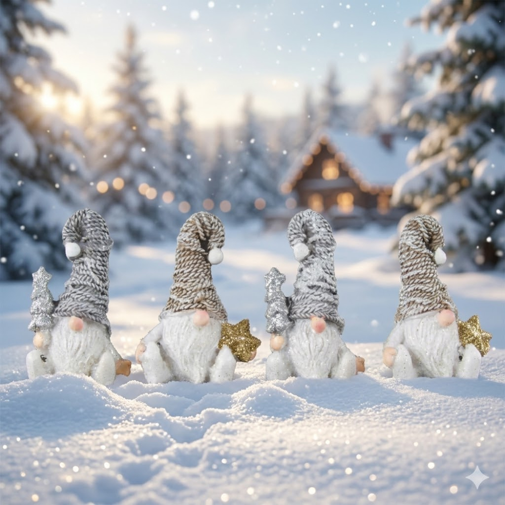 4er Set Bezaubernde Weihnachtsgnome ca. 7 cm - Weihnachtsdekoration