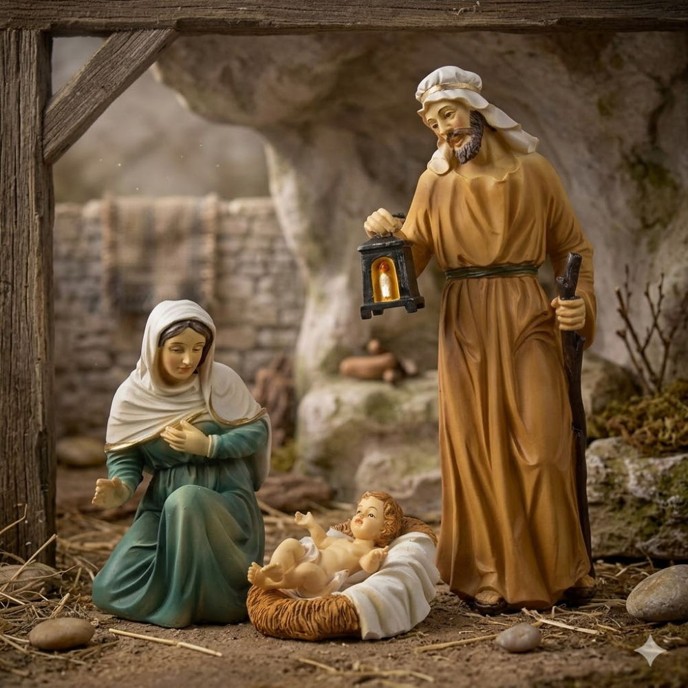 Wunderschöne Krippenfiguren Heilige Familie 4-tlg., ca. 24 cm, K 202-01