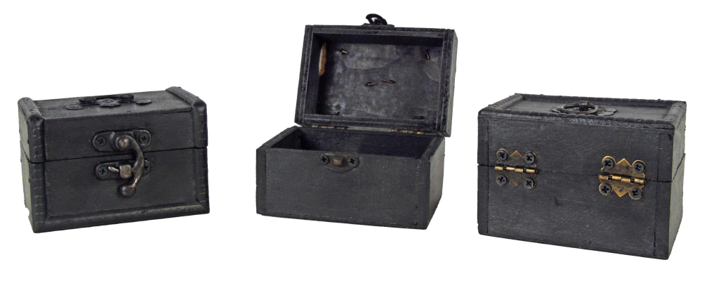 Geheimnisvolle Schätze: Exklusives 3er-Set Miniatur-Holztruhen im Vintage-Look