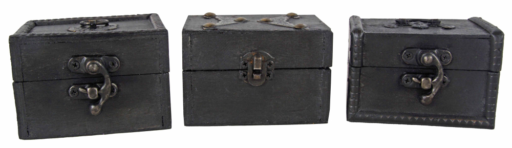 Geheimnisvolle Schätze: Exklusives 3er-Set Miniatur-Holztruhen im Vintage-Look