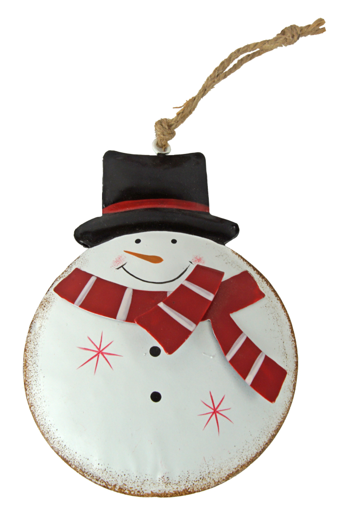 Weihnachtsanhänger aus Metall – 4er-Set mit Weihnachtsmann und Schneemann