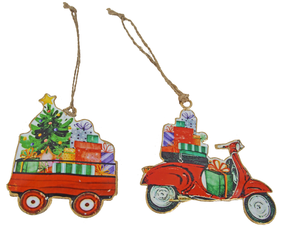 Weihnachten auf vier Rädern – 4er-Set festliche Fahrzeug-Anhänger