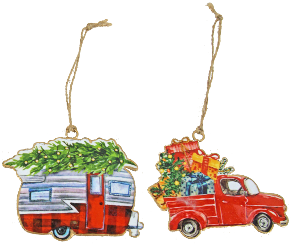 Weihnachten auf vier Rädern – 4er-Set festliche Fahrzeug-Anhänger