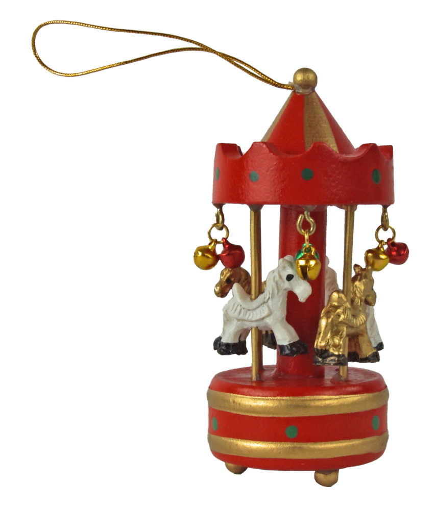 Weihnachtsanhänger Karussell – 3er-Set in Rot, Weiß und Gold