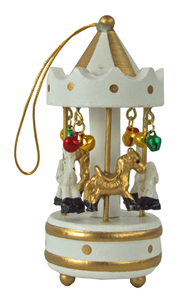 Weihnachtsanhänger Karussell – 3er-Set in Rot, Weiß und Gold
