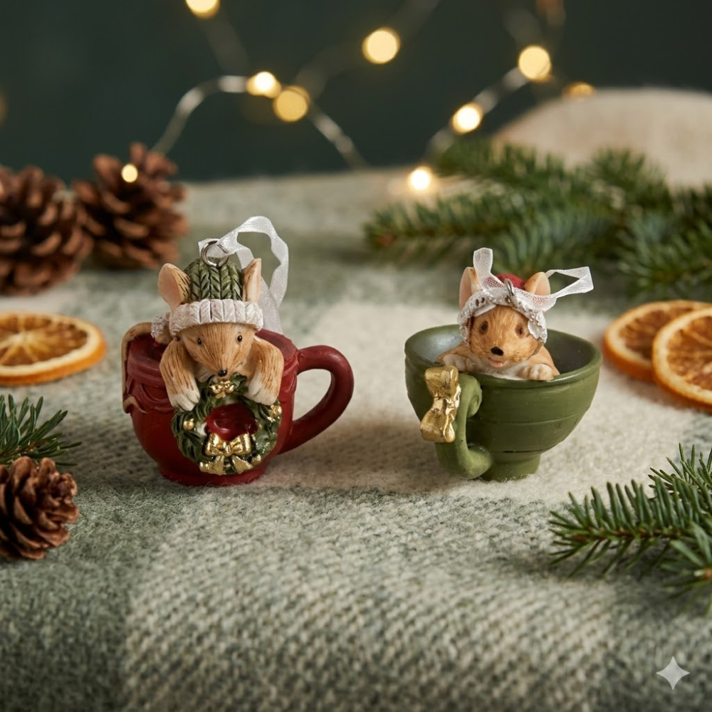 Weihnachtshänger „Mäuse in Tassen“ – kleine Freunde für große Herzensmomente
