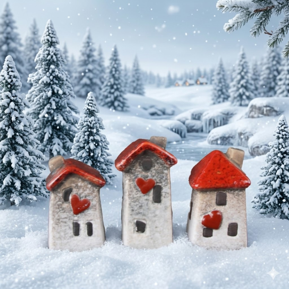 Winterliche Häuschen - 3er Set
