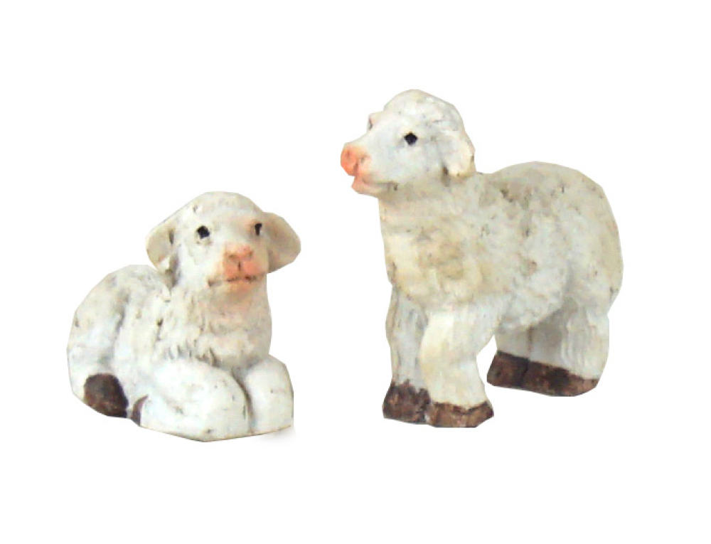 Erlesenes Krippenfiguren-Set 75012– Die Heilige Familie mit Ochse, Esel und Schafen