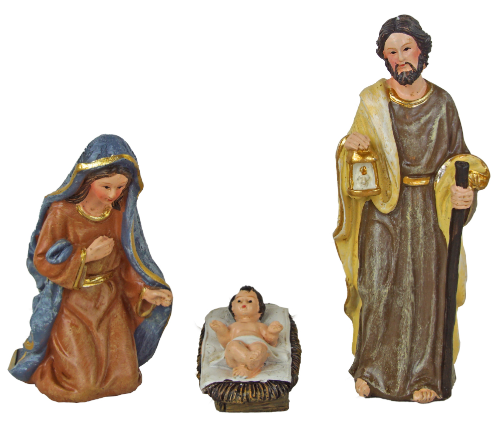 Liebevoll gestaltete Krippenfiguren  7926 – komplette Weihnachtskrippe mit Maria, Josef, Jesuskind und den Heiligen Drei Königen