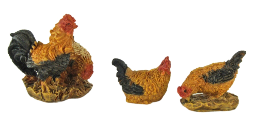 Handbemalte Krippenfiguren Hühnergruppe 5-tlg., ca. 4 cm, T 025