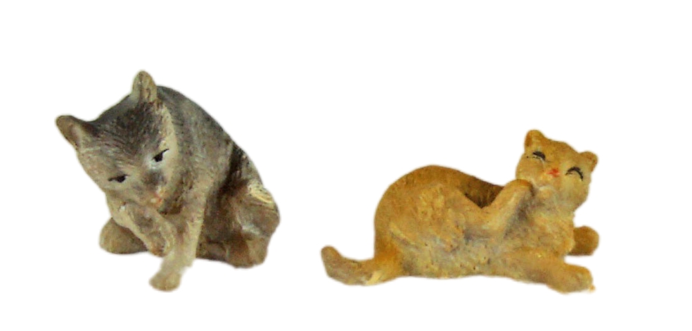 Handbemalte Krippenfiguren Katzen 6-tlg., ca. 2 cm, B4