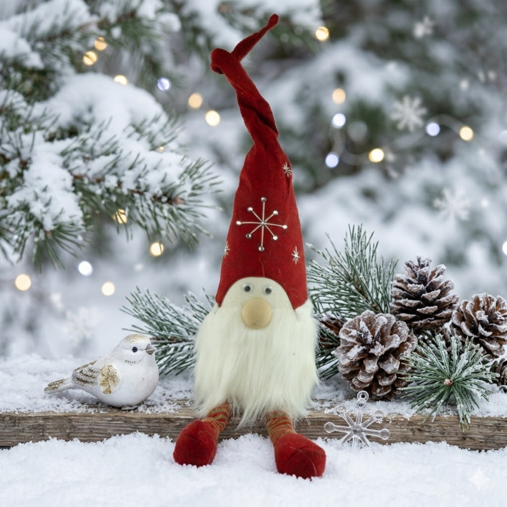 Winterlicher Wichtel Luzifer groß ca. 65 cm - Weihnachtsdekoration