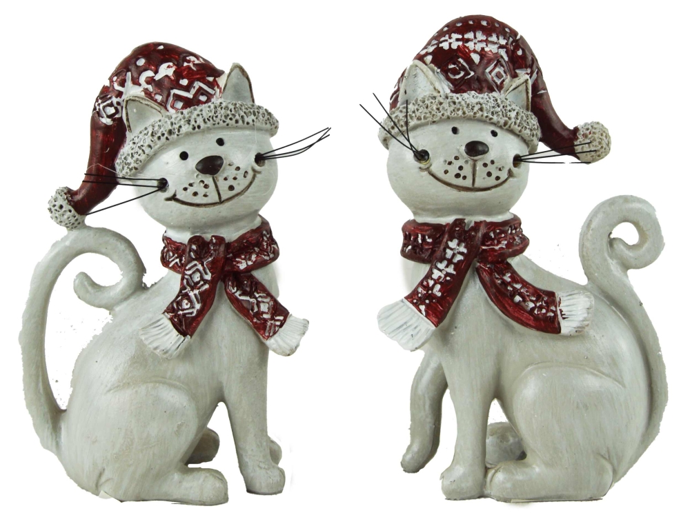 Weihnachtliche Katze Minka 2er Set - Höhe ca. 11 cm