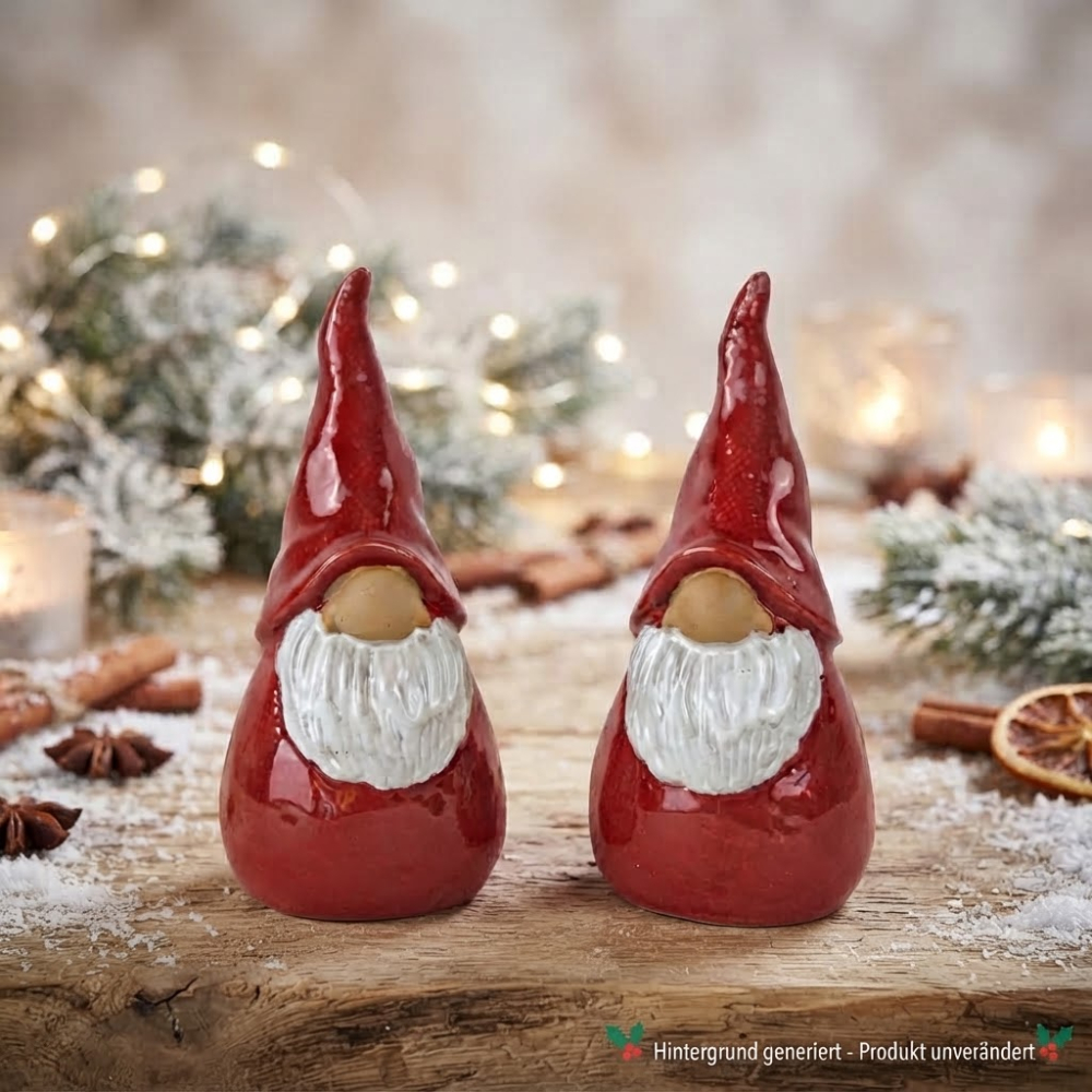 Weihnachtliche Wichtel-Dekoration – 2er-Set in Rot