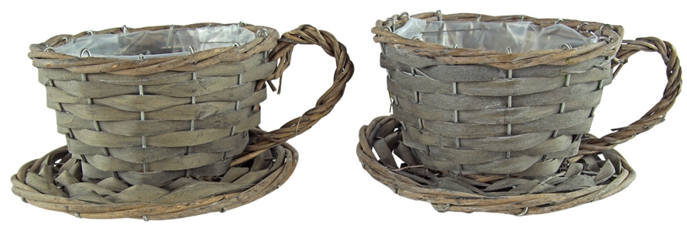 2er Set Natürliche Pflanztasse ca. 11 cm - Gartendekoration