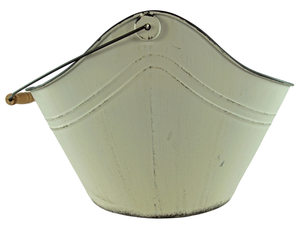 Wunderschöner Pflanzeimer oval weiß groß ca. 27 cm -  Gartendekoration