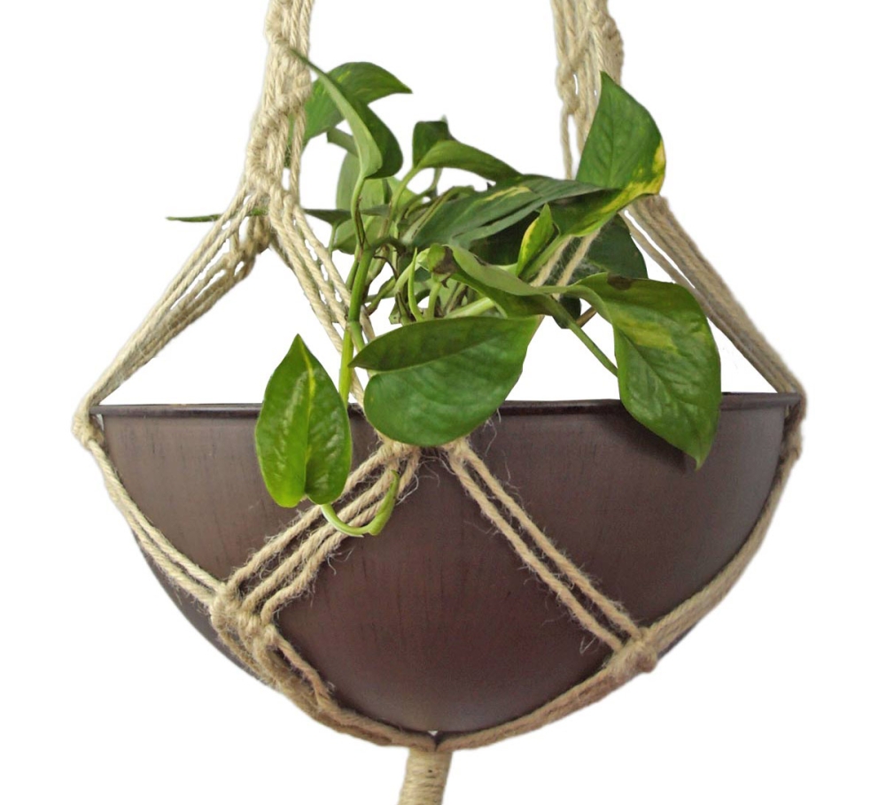 Natürliche Sisal Blumenampel mit Topf ca. 140 cm - Gartendekoration